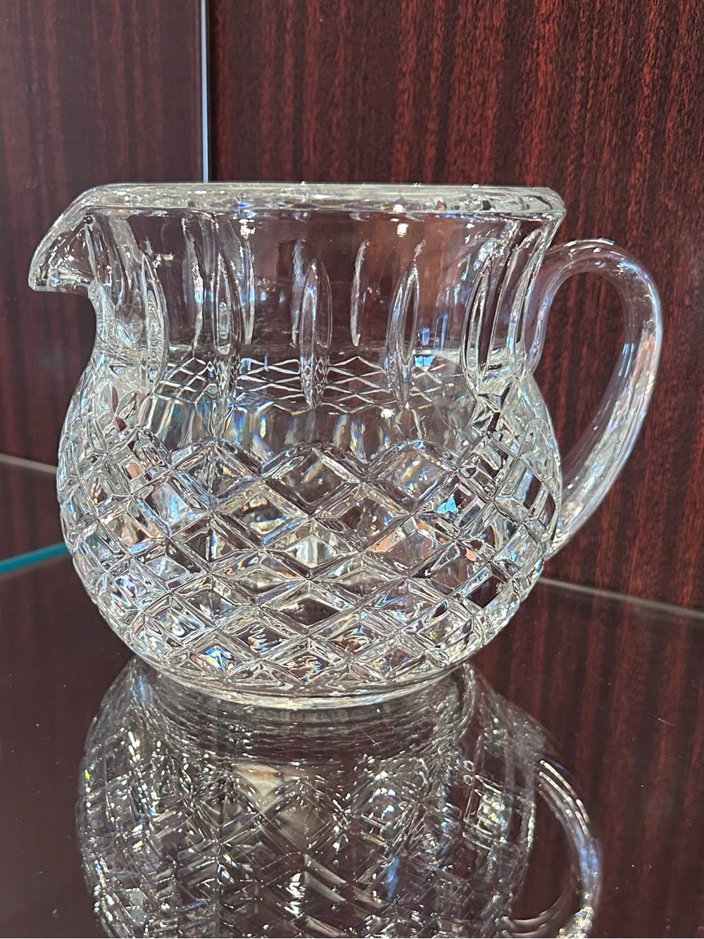Cut Glass Serving Pitcher - Clear Crystal Pattern